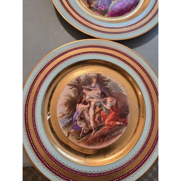 Antique Hand-Painted Gilt Royal Vienna 10.5" Plate Charger Set Of 12 (RV1000) - Picture 11 of 16